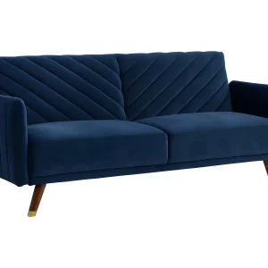 Driezitsbedbank van fluweel JORIS – Blauw Driezitsbedbank van fluweel JORIS – Blauw