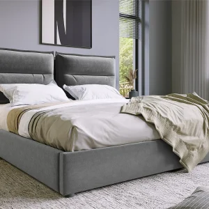 Fluweel gewatteerd opbergbed 140x200cm met verstelbaar hoofdeinde en lattenbodem – Grijs Fluweel gewatteerd opbergbed 140x200cm met verstelbaar hoofdeinde en lattenbodem – Grijs