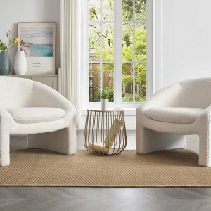 Design fauteuil in wit bouclé OSSANA Design fauteuil in wit bouclé OSSANA
