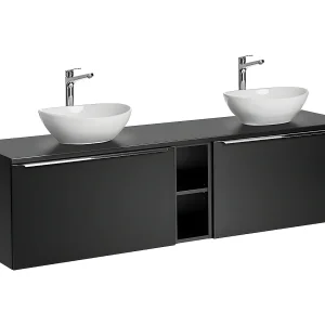 Dubbele wastafel 180cm 2 nissen Eros Zwart Dubbele wastafel 180cm 2 nissen Eros Zwart