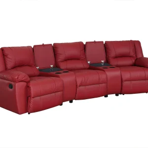 Driezits relaxbank van leer AROMA – rood Driezits relaxbank van leer AROMA – rood