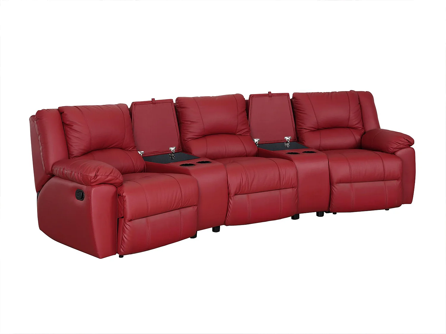 Driezits relaxbank van leer AROMA - rood