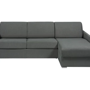 Snel om te bouwen slaapbank met hoek in grijze stof Bed met latten van 160 cm Matras 14 cm CALIFE Snel om te bouwen slaapbank met hoek in grijze stof Bed met latten van 160 cm Matras 14 cm CALIFE