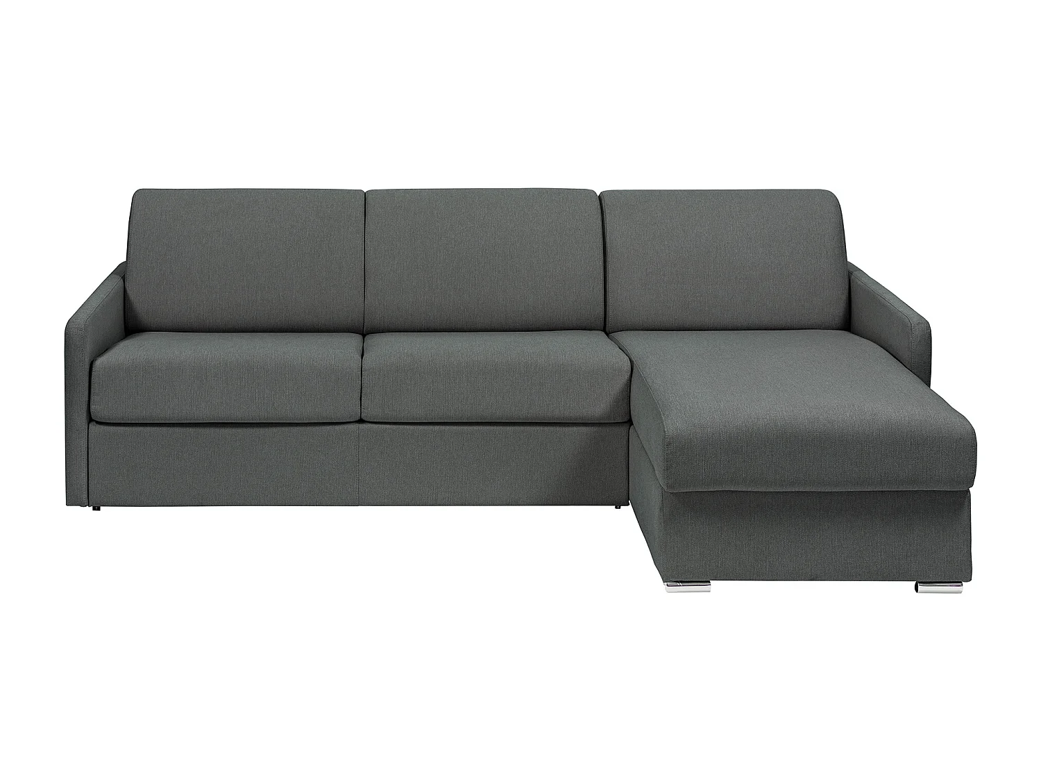 Snel om te bouwen slaapbank met hoek in grijze stof Bed met latten van 160 cm Matras 14 cm CALIFE