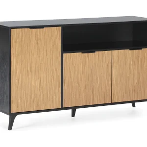 Dressoir Denis 3 deuren 1 vak, kleur Zwart/Hout Dressoir Denis 3 deuren 1 vak, kleur Zwart/Hout