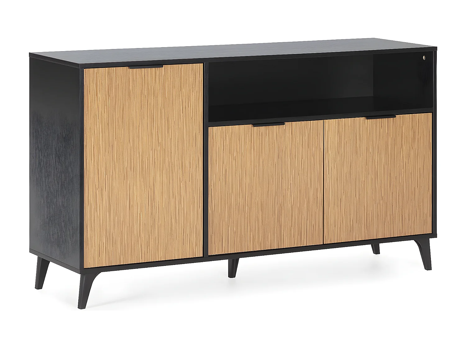 Dressoir Denis 3 deuren 1 vak, kleur Zwart/Hout
