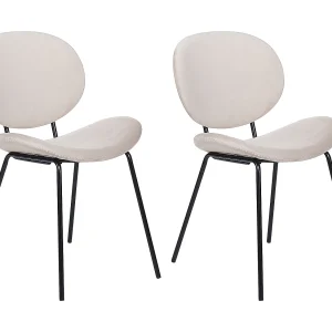 Eetkamerstoel set van 2 fluweel beige LUANA