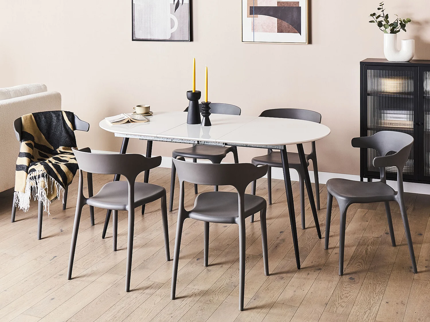 Eettafel uitschuifbaar STAVERTON Wit 120/160 cm 80 cm