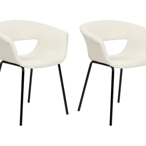 Set van 2 eetkamerstoelen ELMA Bouclé Gebroken wit Set van 2 eetkamerstoelen ELMA Bouclé Gebroken wit