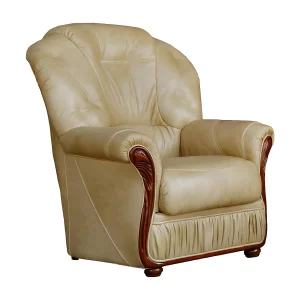 Fauteuil DAPHNE van 100% buffel leer – beige Fauteuil DAPHNE van 100% buffel leer – beige