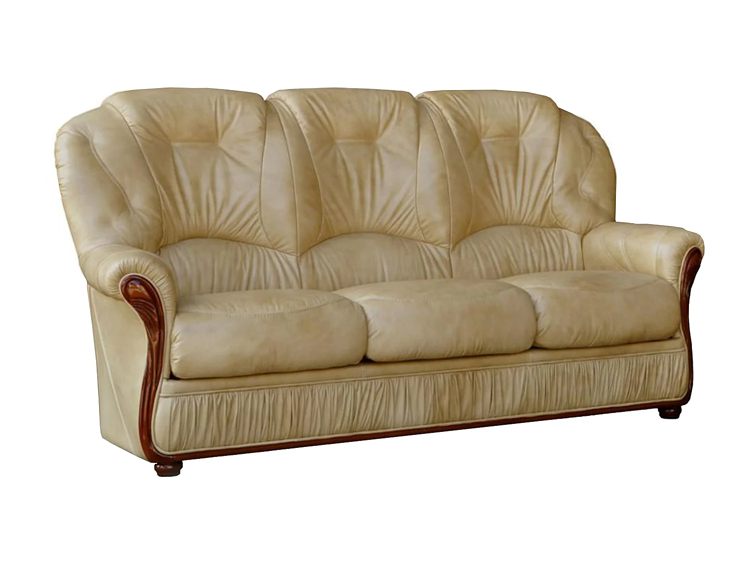Driezitsbank DAPHNE van 100% buffel leer - beige