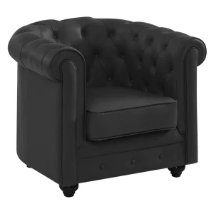 Iconische fauteuil van buffelleer CHESTERFIELD – Zwart Iconische fauteuil van buffelleer CHESTERFIELD – Zwart