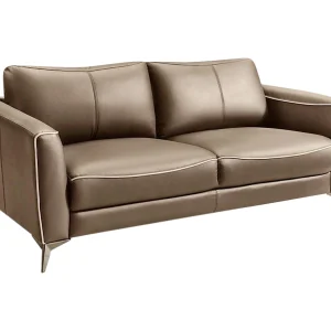 Driezitsbank BATUCO – Leer – Bruin met beige paspel – Koop nu goedkoop in je meubelshop Driezitsbank BATUCO – Leer – Bruin met beige paspel – Koop nu goedkoop in je meubelshop