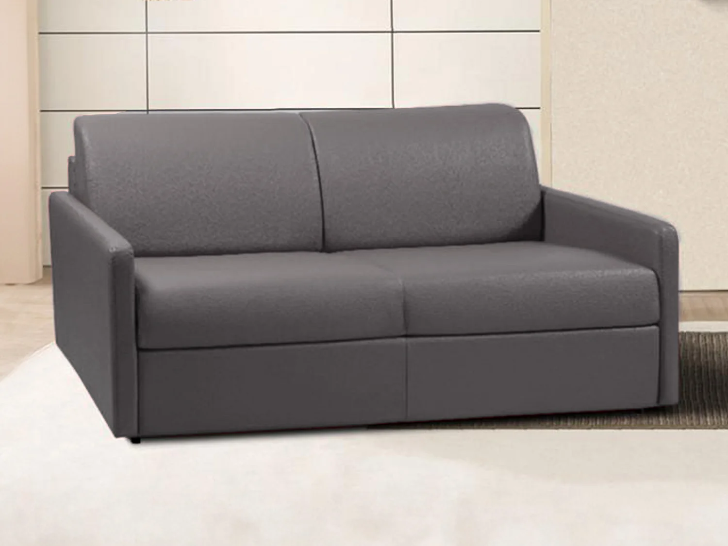 Driezits express bedbank 18 cm Kunstleer Grijs CALIFE