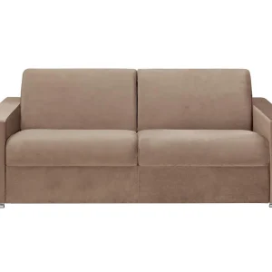 Snel omgebouwde slaapbank in beige fluweel met 4 plaatsen – matras van 22 cm CALITO Snel omgebouwde slaapbank in beige fluweel met 4 plaatsen – matras van 22 cm CALITO