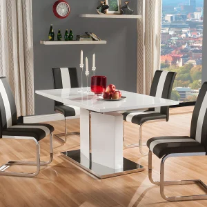 Eettafel TRINITY – Uitschuifbaar – Roestvrij staal – zwart & wit Eettafel TRINITY – Uitschuifbaar – Roestvrij staal – zwart & wit