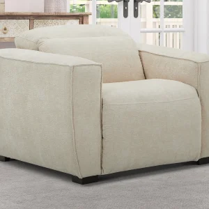 Elektrische relaxfauteuil van beige stof LAGUNDI. Elektrische relaxfauteuil van beige stof LAGUNDI.