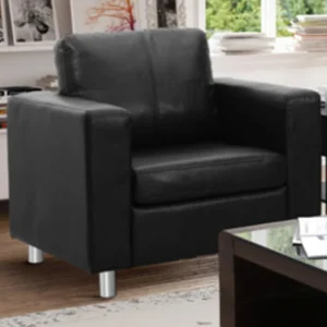 Fauteuil van kunstleer ACKLEY – Zwart Fauteuil van kunstleer ACKLEY – Zwart