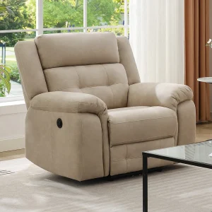 Elektrische relaxfauteuil van beige microvezel ORTIANO Elektrische relaxfauteuil van beige microvezel ORTIANO