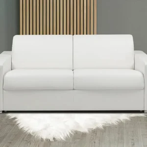 Snel omgebouwde slaapbank in wit kunstleer met 3 plaatsen en een matras van 18 cm CALITO Snel omgebouwde slaapbank in wit kunstleer met 3 plaatsen en een matras van 18 cm CALITO