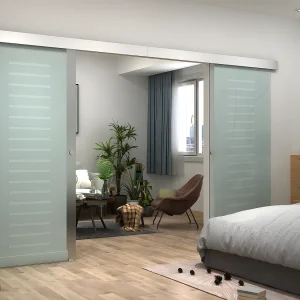 Dubbelwandige schuifdeur ASTANA – H205 x L166cm – Gehard glas Dubbelwandige schuifdeur ASTANA – H205 x L166cm – Gehard glas