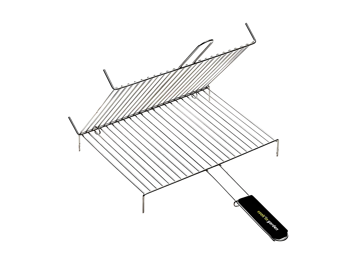 Dubbele staande grill Cook In Garden 40 x 30 cm van verchroomd staal met soft-touch handvat