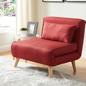 Fauteuil met bed optie POSIO van stof – Rood Fauteuil met bed optie POSIO van stof – Rood