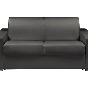 Snel omgebouwde slaapbank in zwart kunstleer met 2 plaatsen en een matras van 16 cm CALITO Snel omgebouwde slaapbank in zwart kunstleer met 2 plaatsen en een matras van 16 cm CALITO