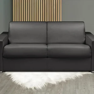 Express-driezitsslaapbank – Matras 14 cm Kunstleer Zwart CALITO