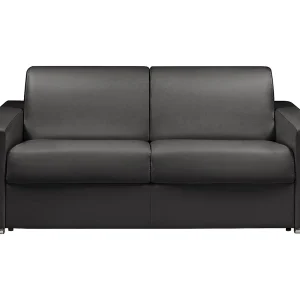Snel omgebouwde slaapbank in zwart kunstleer met 3 plaatsen en een matras van 18 cm CALITO Snel omgebouwde slaapbank in zwart kunstleer met 3 plaatsen en een matras van 18 cm CALITO