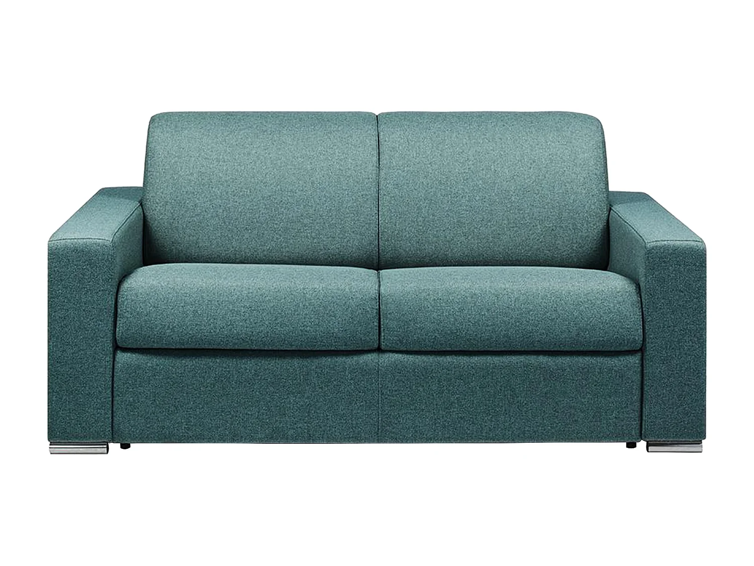 CALITO 2-zits Express slaapbank in blauw gemêleerde stof met matras van 14 cm.
