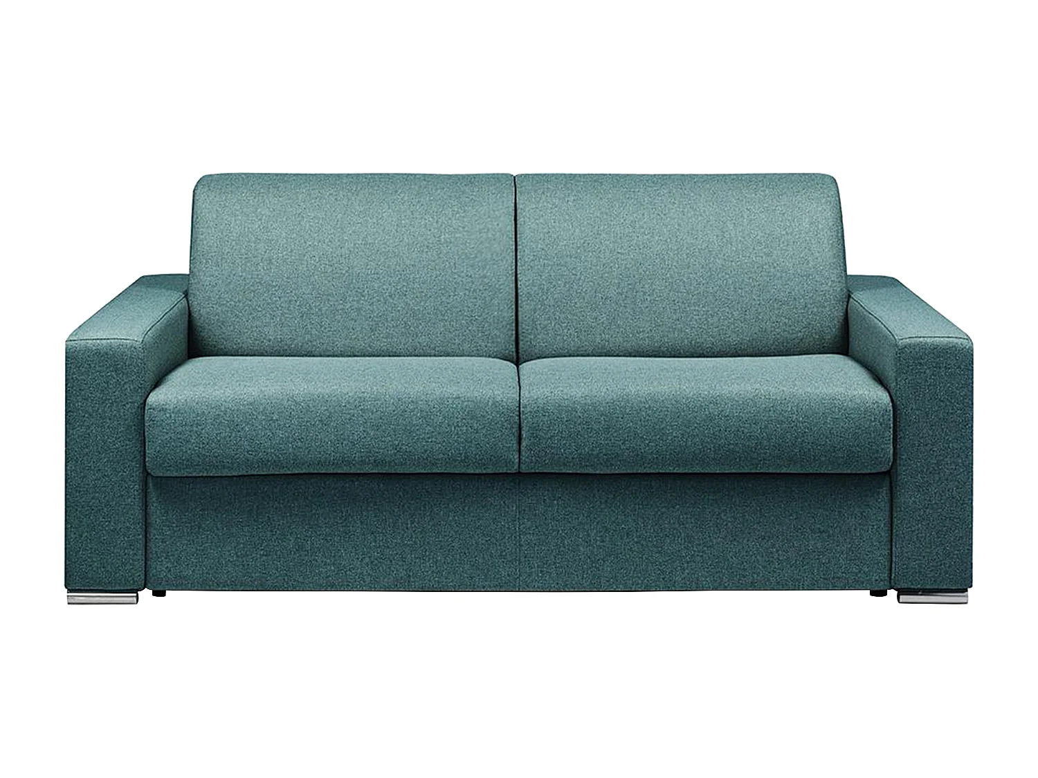 Driezitsslaapbank express in blauw gemêleerde stof met 18 cm matras CALITO
