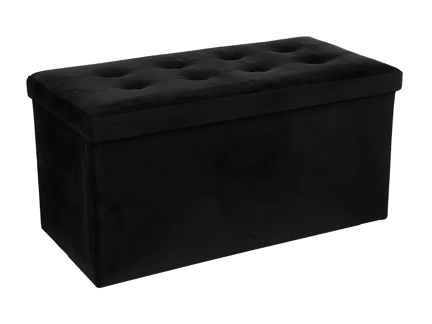 Dubbele opvouwbare 2-in-1 poef met opbergruimte, zwarte fluweel 76x38x38 cm voor volwassenen