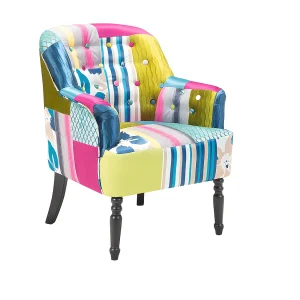 Fauteuil stof patchwork blauw MANDAL