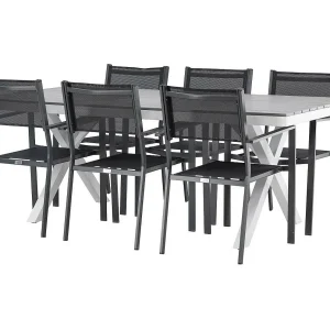 Garcia tuinmeubelset tafel 100x200cm grijs, 6 stoelen Copacabana zwart. Garcia tuinmeubelset tafel 100x200cm grijs, 6 stoelen Copacabana zwart.