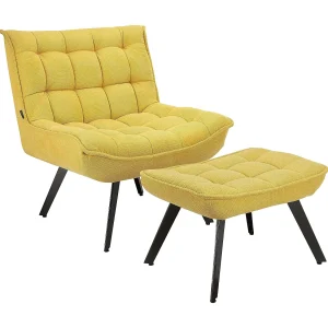 Evan | Loungestoel in Curry-kleurige stof Evan | Loungestoel in Curry-kleurige stof