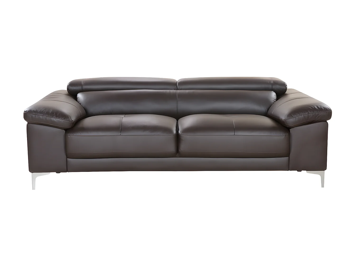 Driezitsbank van leer SOLANGE - Bruin