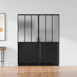 Dubbele schuifdeur met schuifsysteem van mat glas, 2 x H205 x L73 cm, ARTISTO II Dubbele schuifdeur met schuifsysteem van mat glas, 2 x H205 x L73 cm, ARTISTO II