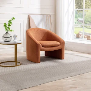 Fauteuil van terracottakleurige stof met textuur met designstijl OSSANA Fauteuil van terracottakleurige stof met textuur met designstijl OSSANA