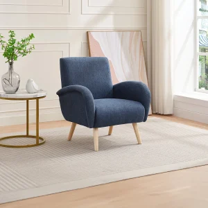Fauteuil van blauwe stof met eigentijdse stijl MAZARONE Fauteuil van blauwe stof met eigentijdse stijl MAZARONE