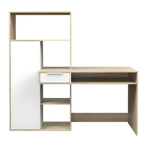 Fula bureau 1 lade en 1 deur eiken decor en wit.