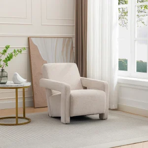 Design-fauteuil van beige stof met textuur ISPARTA Design-fauteuil van beige stof met textuur ISPARTA