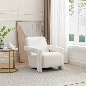 Design-fauteuil van witte boucléstof ISPARTA Design-fauteuil van witte boucléstof ISPARTA