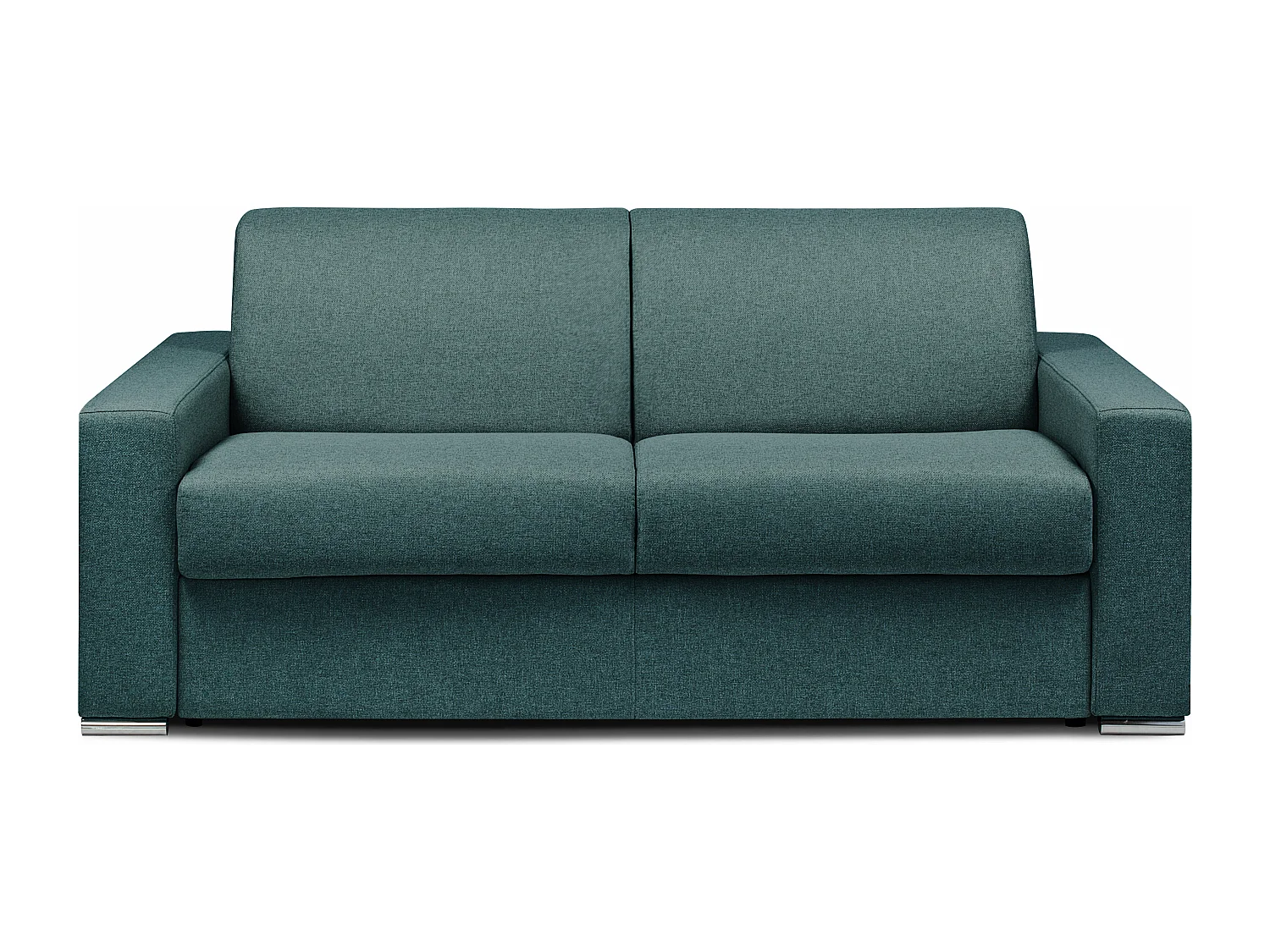 Driezitsslaapbank express in blauw gemêleerde stof met 16 cm matras CALITO