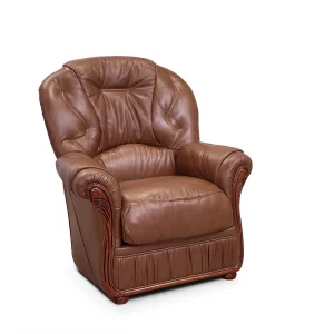 Fauteuil DAPHNE van 100% buffel leer – bruin Fauteuil DAPHNE van 100% buffel leer – bruin
