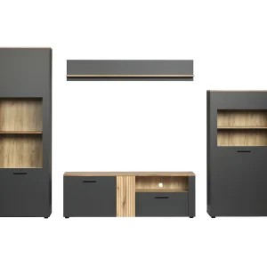 Esteban wandkast systeem eik decor, grijs.