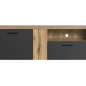 Esteban TV-meubel grijs, eik decor.