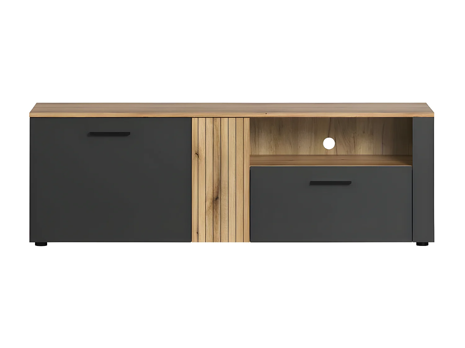 Esteban TV-meubel grijs, eik decor.