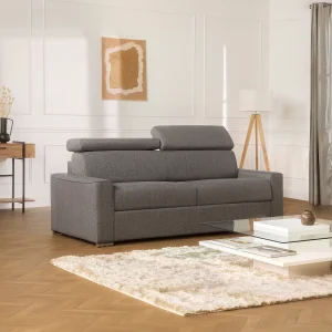 Snel omgebouwde slaapbank 4 plaatsen in grijze stof met matras – VIZIR Snel omgebouwde slaapbank 4 plaatsen in grijze stof met matras – VIZIR