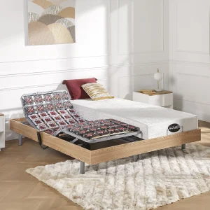 Elektrisch relaxbed met matras met vormgeheugen LYSIS III – 2 x 70 x 190 cm – Eiken Elektrisch relaxbed met matras met vormgeheugen LYSIS III – 2 x 70 x 190 cm – Eiken
